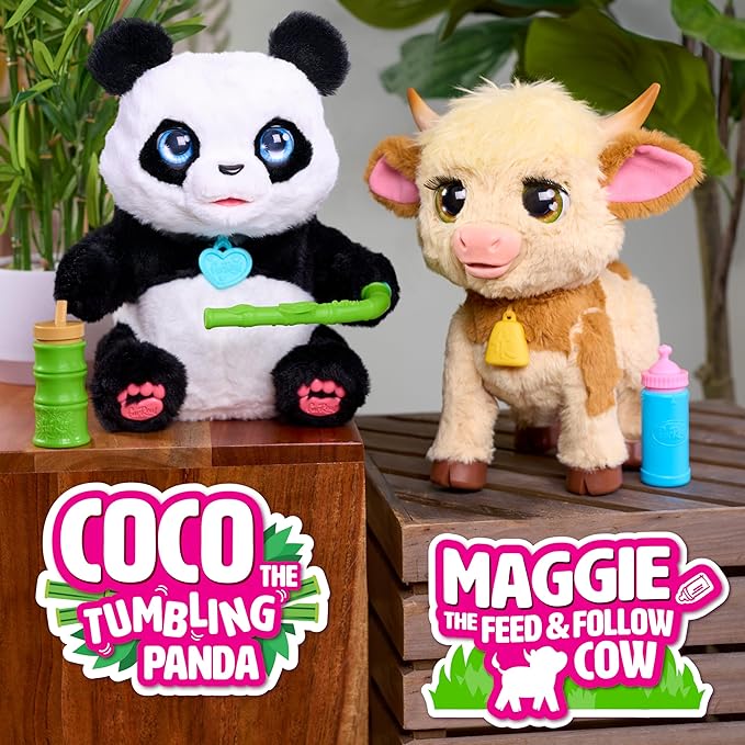 FurReal Maggie The Feed & Follow Cow, 11 Inch Interactive Highland Mini Cow, for Boys and Girls, Ages 4 and up