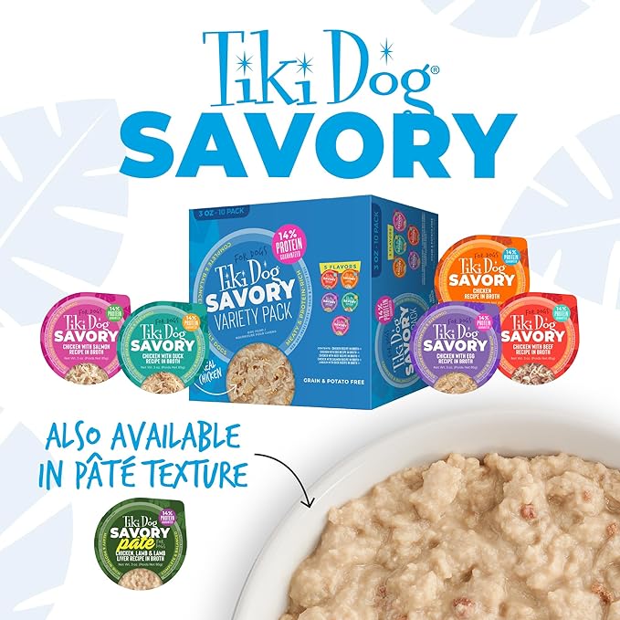 Tiki Dog® Savory Chicken with Beef Recipe in Broth, 3 oz Cup (4 Count)