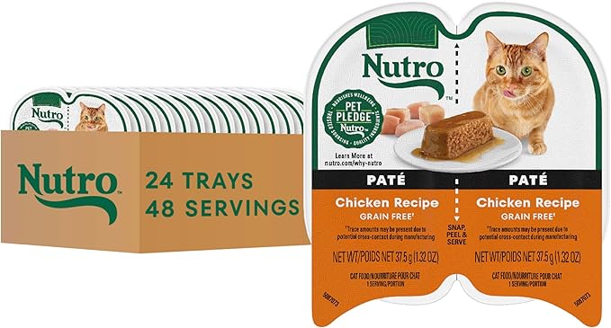 Nutro Perfect Portions Wet Cat Food Pate, Cat Food Wet Chicken Recipe, 2.64 oz. Twin-Pack Trays (24 Count, Pack of 1)
