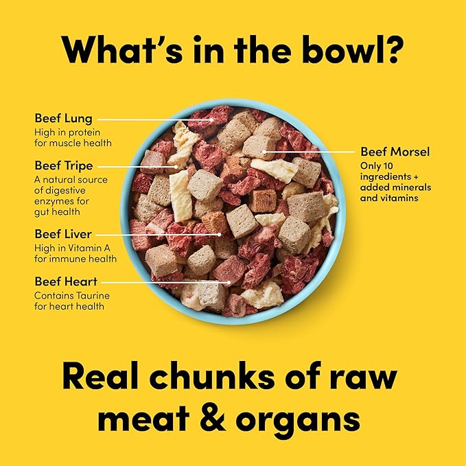 Raw100 Freeze-Dried Beef Organs Dog Food, Meal or Mixer, High Protein, Complete and Balanced, No Corn or Wheat, 13oz