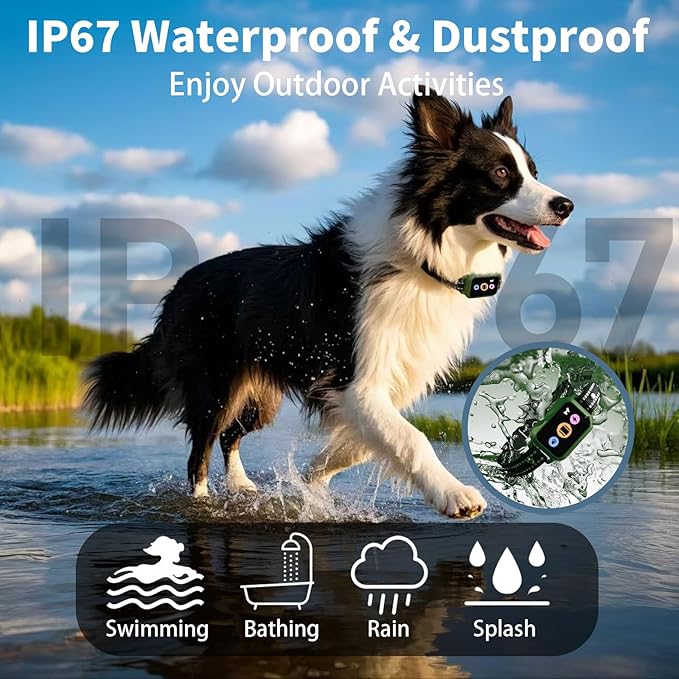 Dog Training Collar with Remote - Upgraded 5 Modes with Step Counting & Light Dog Shock Collar 3300FT IP67 Waterproof Rechargeable E-Collar for Large Medium Small Dogs (Green)