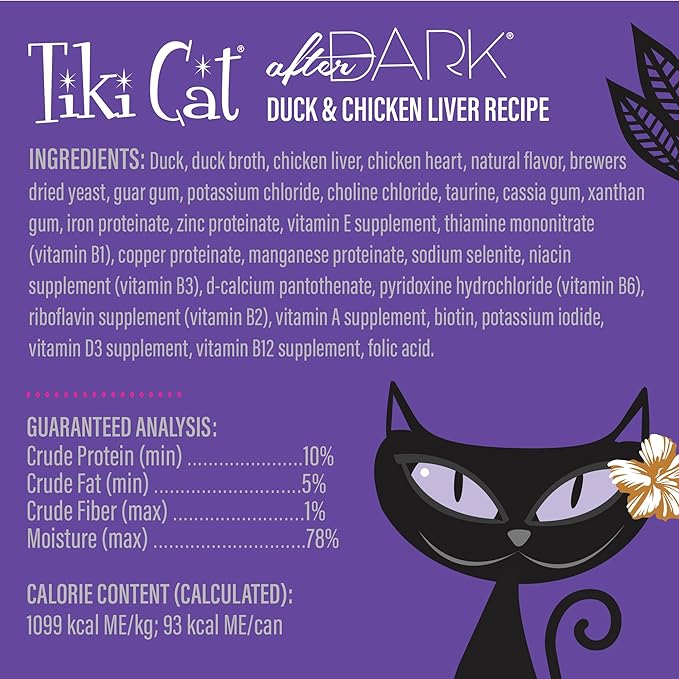 Tiki Cat After Dark Soft Pate, Duck & Chicken Liver, High-Protein, Wet Cat Food for Adult Cats, 3 oz. Can (12 Count)