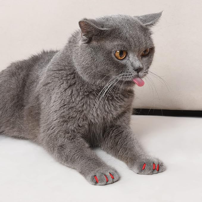 Kitty Caps Nail Caps for Cats Pure White and Coral Red, Large - Safe, Stylish & Humane Alternative to Declawing Cat Nail Caps Stops Snags and Scratches (Pack of 3)