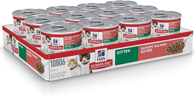 Hill's Science Diet Kitten, Kitten Premium Nutrition, Wet Cat Food, Salmon Minced, 2.9 oz Can, Case of 24