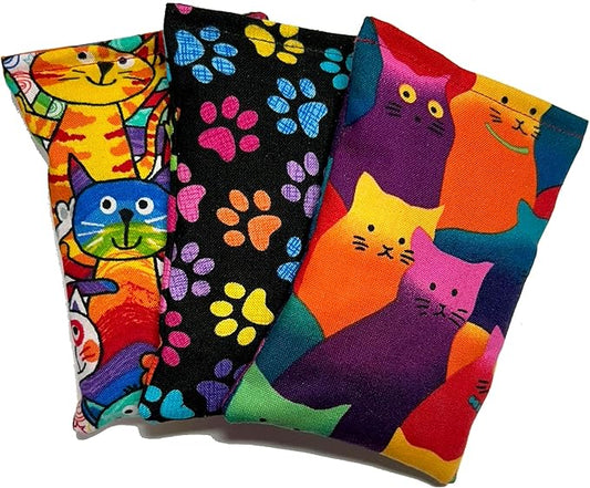 Crazy Cat 3 Pack Catnip Pillow Sacks - Made in The USA (Rainbow)