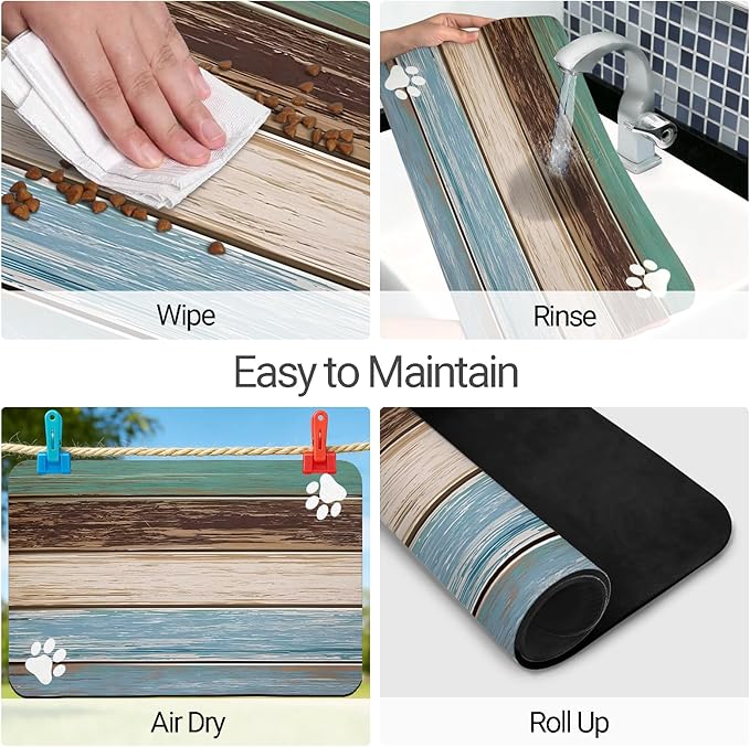 Dog Food Mat, Absorbent Waterproof Non-Slip Pet Cat Bowl Feeding Mat for Food & Water Pet Supplies 16 * 24"