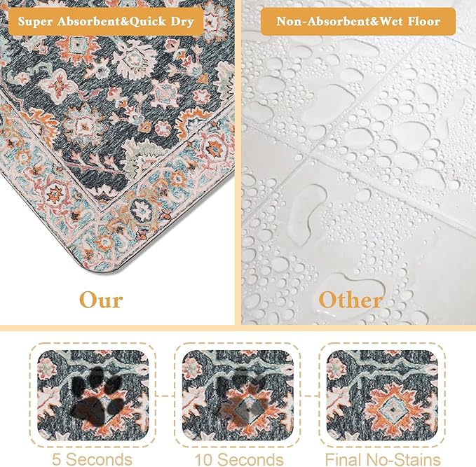 Dog Food Mat for Floors Waterproof Quick Dry Pet Placemat Cat Feeding Bowls Mats for Food and Water, Eco-Friendly Dog Accessories Diatomite Pets Supplies 16" X 24"