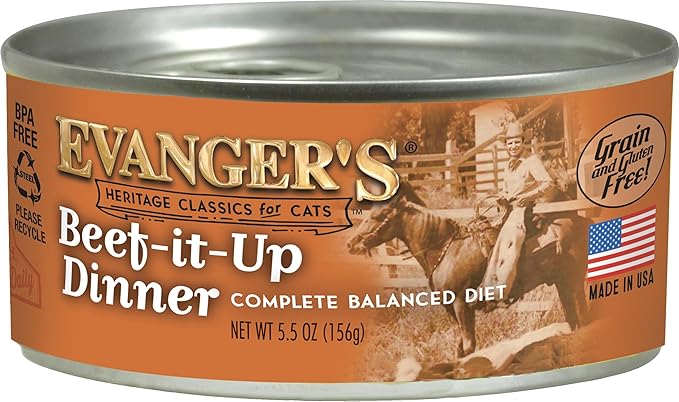 Evanger's Heritage Classics Beef It Up Dinner for Cats – 24 Count, 5.5 oz Each – Market Fresh Beef, Grain Free, Limited Ingredients, Traditional Loaf Style