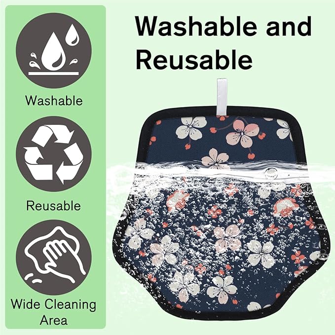 Flowers Printed Electrostatic Pet Hair Removal Glove for Cats & Dogs - Reusable Grooming Mitt for Couch, Carpet, Car Seat & Laundry - Large 9x9 Inch