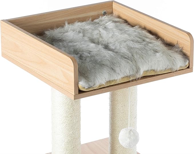 Cat Tree Play House Condo Cube Cave, Platform, Scratcher Post and Ball Toy