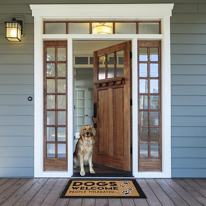 DII Pet Print Collection Natural Coir Doormat, 17x29, People Tolerated
