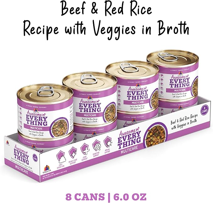 Weruva Awesome Everything Wet Dog Food, Beef and Red Rice Recipe with Veggies in Broth, 6oz Can, Pack of 8