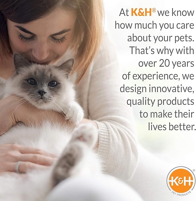 K&H Pet Products Bolster Heated Cat Bed for Indoor Cats, Thermo-Kitty Fashion Splash Orthopedic Foam Heated Pet Bed for Cats or Dogs, Waterproof Pet Heater, Safety Listed Small 18in Round Mocha