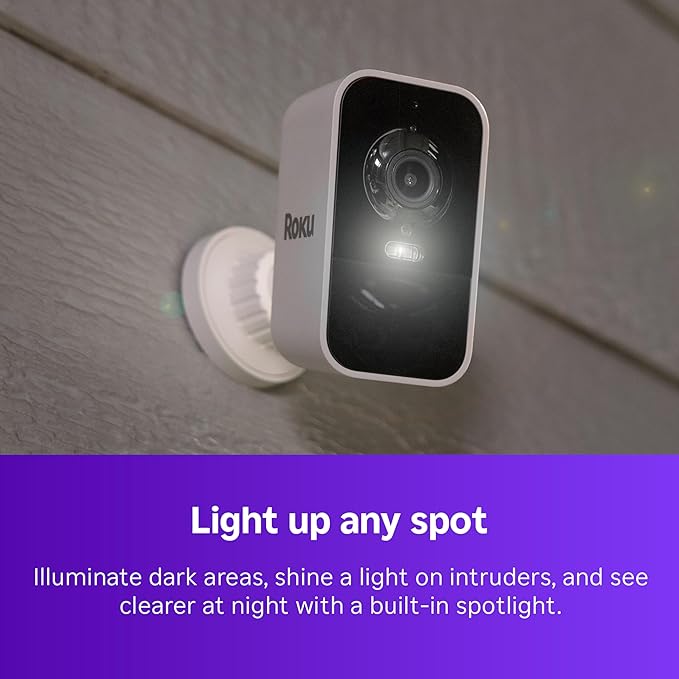 Roku Battery Camera for Home Security - New Weather-Resistant Indoor & Outdoor Wireless Camera & Pet Monitor with 1080p HD & Two-Way Audio - Rechargeable, Motion Detection & Wi-Fi