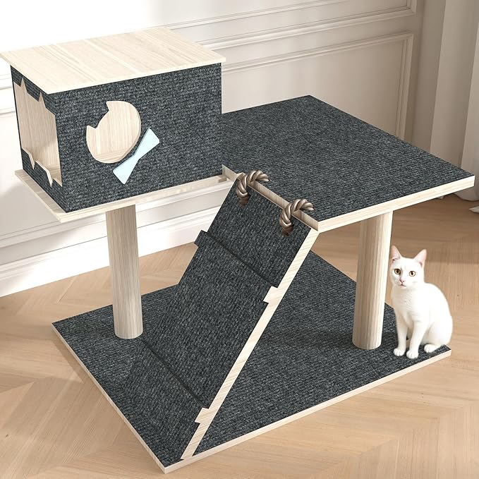 Decotalk Adhesive Wall Cat Scratcher Dark Gray Wall Mount Cat Scratcher Carpet Walls Mounted Scratching Post 15.7x78.7 Inch Grey Cats Corner Scratching for Walls Couch Furniture Protectors Easy to Use