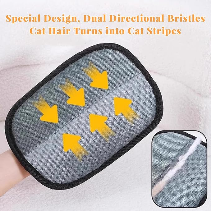 Pet Hair Remover Glove - Reusable & Eco-Friendly Cleaning Tool, Electrostatic Double-Sided Pet Hair Removal Glove, Two-Way Brush, for Cats, Dogs, Clothing, Sofa (3pc)