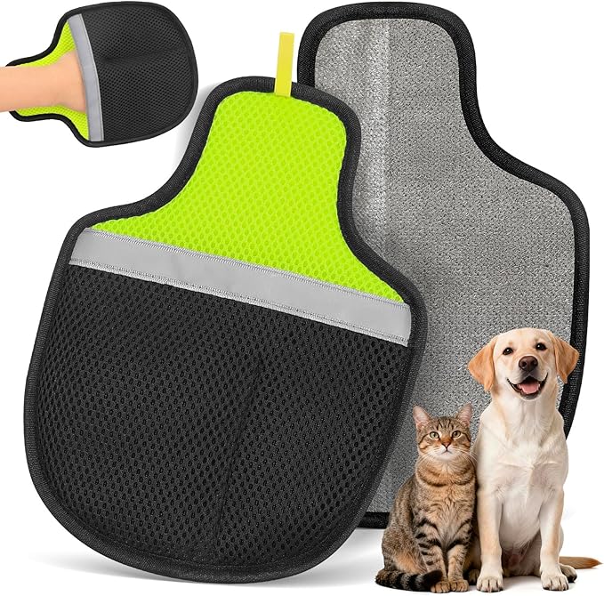 Flashseen Pet Hair Removal Glove for Cats & Dogs, Reusable Electrostatic Pet Hair Gloves, Pet Hair Remover Tool for Clothing, Couch, Carpet, Car Seat (Black)