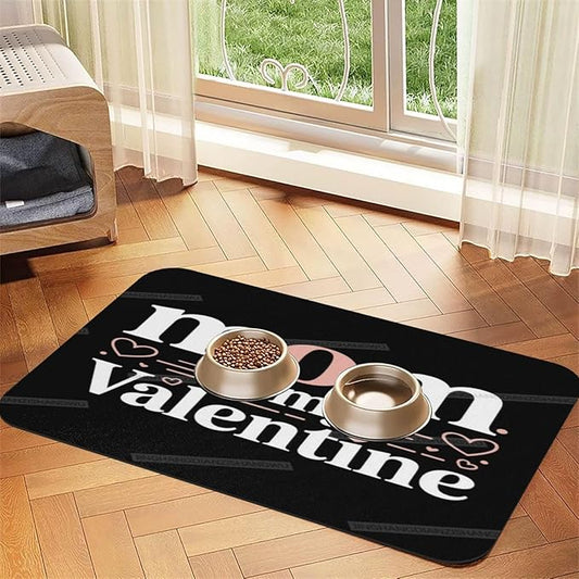 Dog Food Mat for Floors Absorbent Quick Drying Happy Mother's Day Floral Gift for Mom Ie Pet Cat Food Mat Easy-to-Clean Pet Feeding Mats Dog Bowl Mats 18X12In