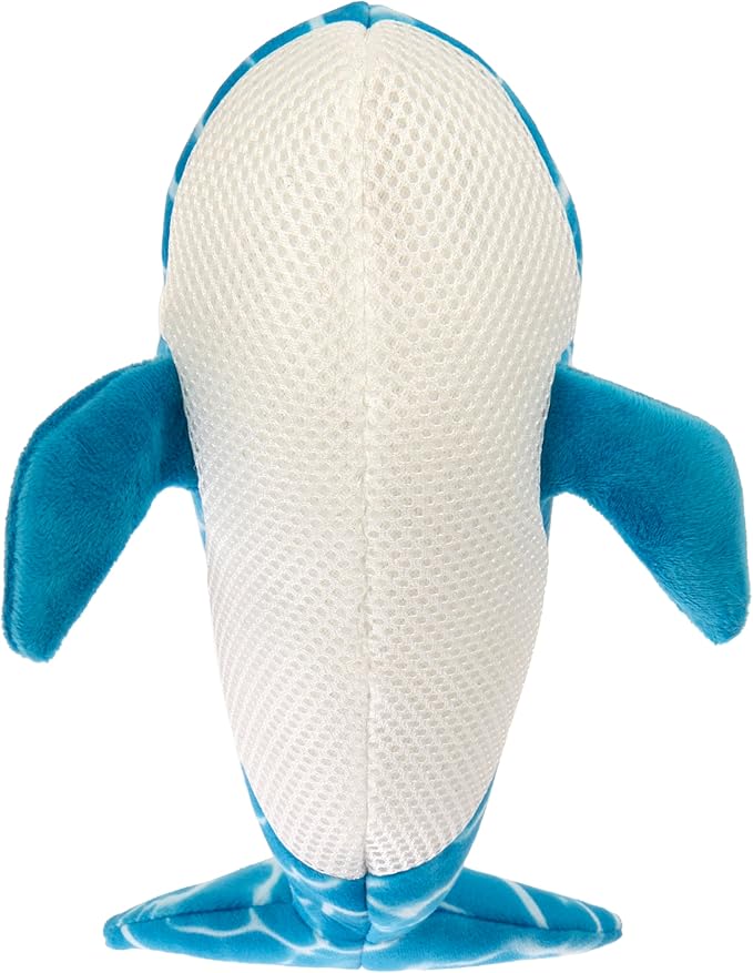 TrustyPup Strong 'N Silent Swimmer Soft Plush Orca Squeaker Chew Guard Dog Toy - Blue, Large