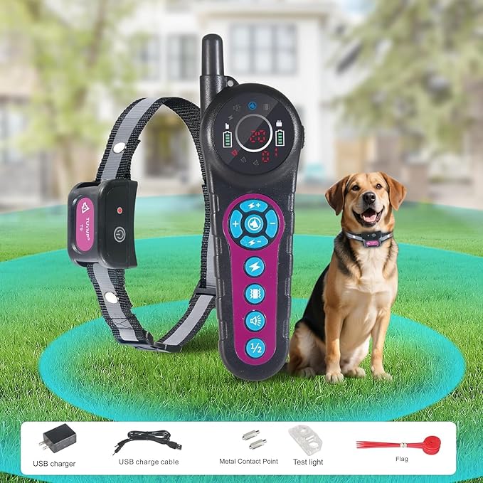 DOTSTAR Dog Wireless Fence Training Collar Pet Electric 2 in 1 System, Portable Dog Perimeter Fence Training Collar, Rechargeable Pet Containment System with 3 Training Modes for Large Medium Dogs