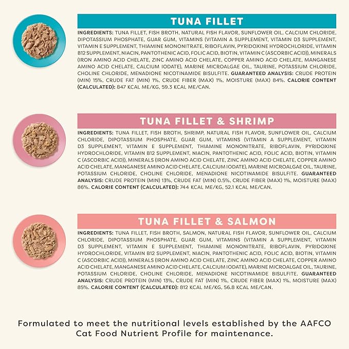 Applaws Vitality Wet Cat Food in Broth, Natural Cat Food with Added Vitamins & Minerals, Grain-Free, Carrageenan Free, Fish Selection in Broth (12x2.47oz Cans)