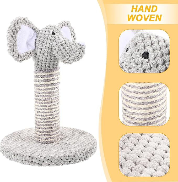 HEMOTON Elephant Shape Cat Scratching Post with Wear-Resistant Pole Small Size Vertical Scratcher for Indoor Kittens and Cats Pet Activity Furniture