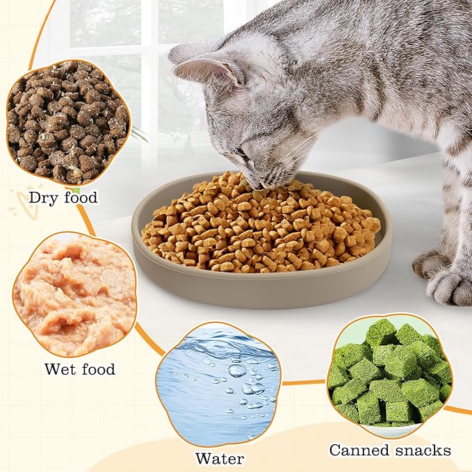 BNOSDM Silicone Dog Food Plate Shallow Dog Bowl Flat Cat Dish 1 Pack Small Puppy Plates for Small Dogs and Cats Whisker Fatigue Pet Feeding Bowls for Dry and Wet Food (Green)