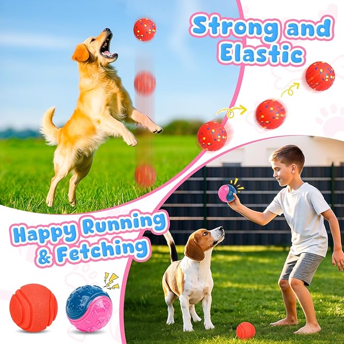 Dog Balls 6 Pack, Puppy Toys for Small & Medium Dogs, Interactive Dog Fetch Ball, Squeaky Chew Toys for Teeth/Slow Feeder/IQ Training/Playing, Dog Toys to Keep Them Busy (Pink)