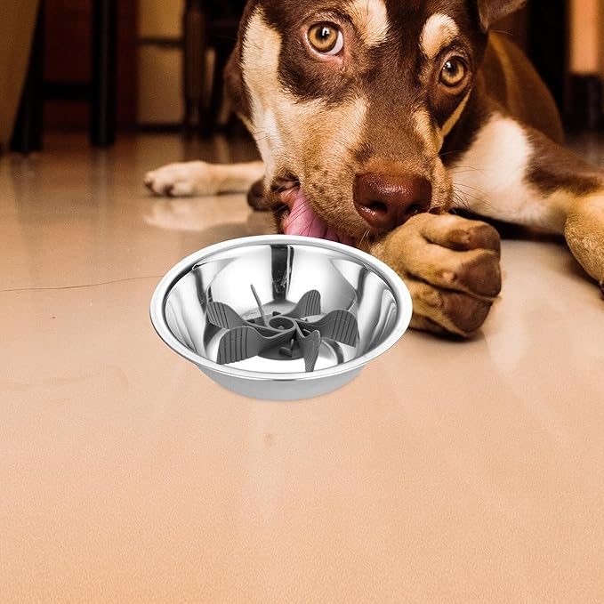 PRETYZOOM Slow Feeder Dog Bowl Insert Small Silicone Slow Eat Feeding Bowl for Puppies Gray in Pet Feeding Supplies