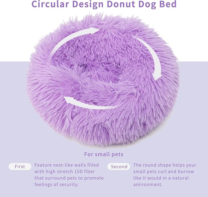 Chinchilla Bed Purple for Cage Fluffy Round Beds for Small Animals Washable Anti Slip 11.8 inch