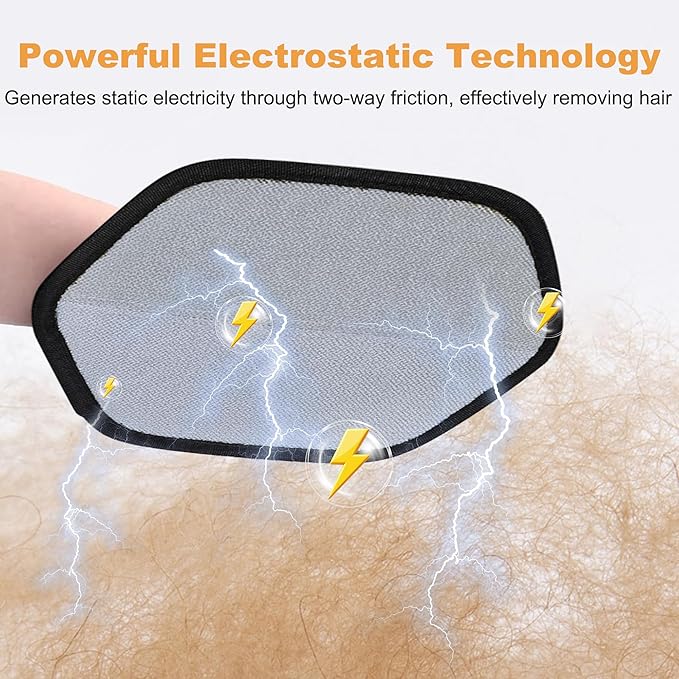 2 Pcs Pet Hair Removal Glove for Dogs Electrostatic Pet Gloves Hair Removal for Cats Animal Fur Grooming Mitt Reusable Magic Brush Hair Remover Tool for Carpet, Clothing, Laundry, Couch, Car Seat