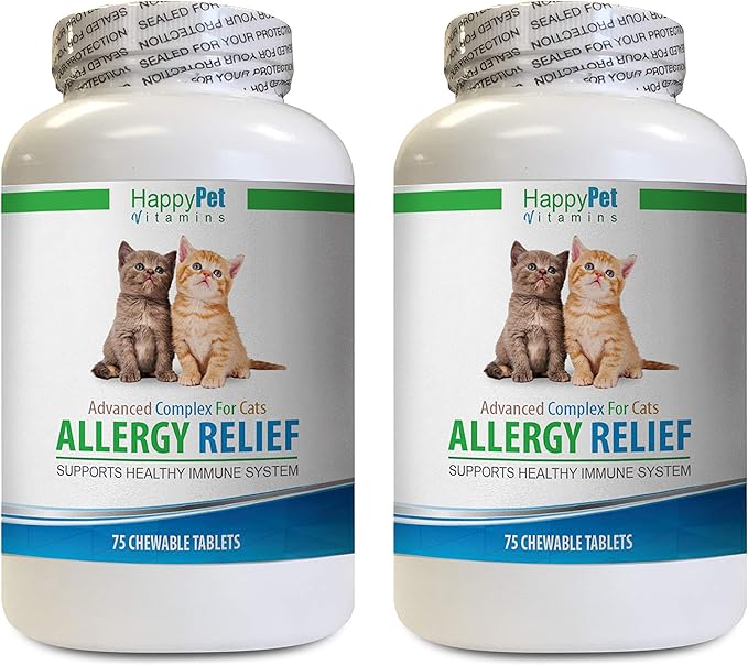 cat Allergy Pills - CAT Allergy Relief - Supports Immune System - Vet Recommended - Itch Relief - quercetin with bromelain for Cats - 2 Bottles (150 Chew Tablets)