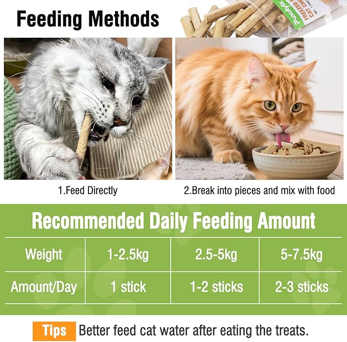3.52oz/100g Freezed Dried Cat Chew Sticks, Cat Dental Treats for Freshens Breath and Controls Tartar, Feline Teething Sticks