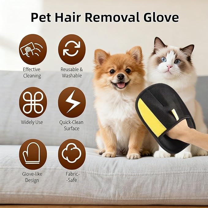 2PCS Electrostatic Pet Hair Removal Gloves for Dogs & Cats