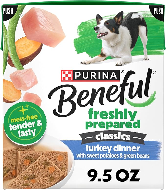 Purina Beneful Freshly Prepared Classics Turkey Dinner with Sweet Potatoes and Green Beans Pate Dog Food - 9.5 oz Carton (Pack of 6)