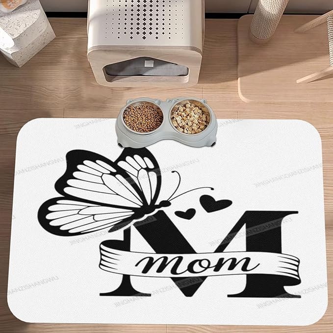 Pet Feeding Mat Absorbent Dog Mat for Food and Water Bowl Dog Accessories Happy Mother's Day Floral Gift for Mom Jw Pet Supplies Dogs Quick Dry Cat Water Dispenser Mats 18X12In