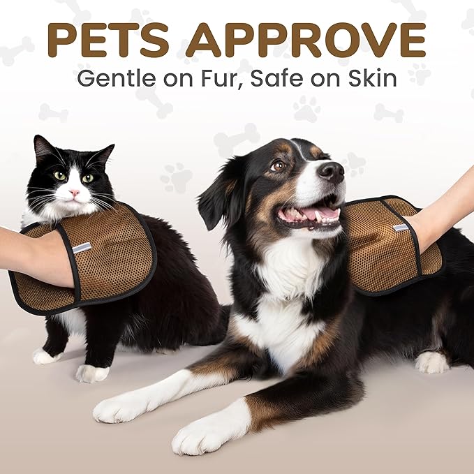 Pet Hair Removal Glove for Cats and Dogs, Electrostatic Magic Brush Pet Hair Remover for Dog Couch, Available in Blue, Purple, Pink, Brown- Perfect for Pet Owners (Brown)