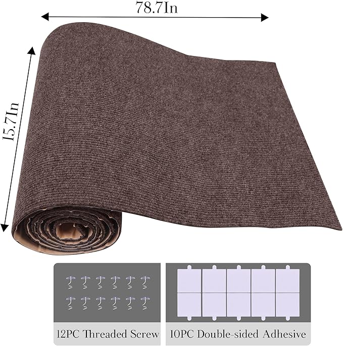 15.7'' x 78.7'' Cat Scratch Furniture Protector Cat Wall Scratcher Mat AdhesiveTrimmable Cloth Couch Anti-Scratch Cover DIY Climb Couch Protector from Claws, Replacement Pads，Brown