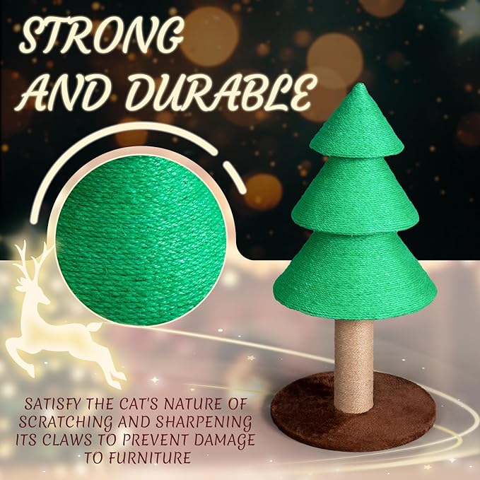 Outvita 31.5in Christmas Tree Cat Scratcher, Cat Scratching Post for Indoor Cats, Large Sisal Cat Scratching Tree Cat Scratch Tower, Green
