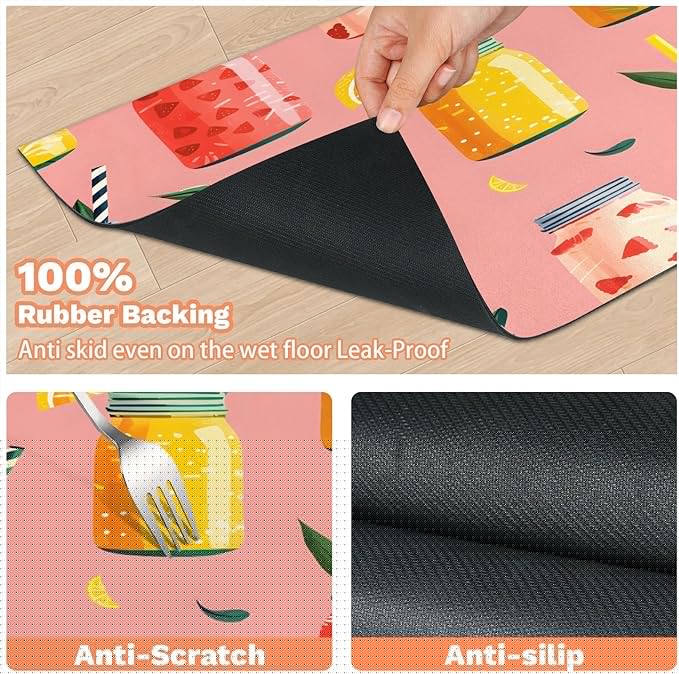 Fruit Juice Dog Food Mat for Floors Absorbent Dog Bowl Mat for Food and Water Dispenser Quick Dry Cat Food Placemat Pet Supplies 17" x 30", Cool Juice