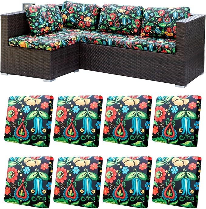 HANDONTIME Psychedelic Outdoor Cushion Covers 8pcs Mexican Style Couch Cushion Covers Replacement Patio Couch Cover Sofa Cover Indoor Patio Cushion for Outdoor Furniture Washable, Cover Only