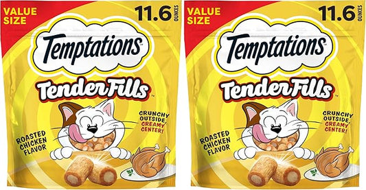 Temptations Tender Fills Crunchy and Soft Adult Cat Treats,Roasted Chicken Flavor,11.6 oz. Pouch,(Pack of 2)