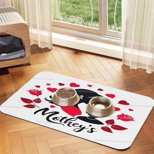 Dog Food Mat Dog Mat for Food and Water 24x16In Happy Mother's Day Floral Gift for Mom Im No Stains Cat Pet Feeding Mats Water Bowl Messy Drinkers