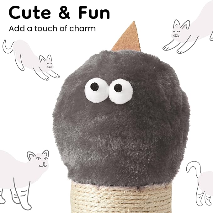 22'' Cat Scratching Post, Cat Scratchers Tree Tower for Indoor Kitty with Extra Wide 13.4" Stable Base, Scratching Post with Natural Sisal & Velvet Fabric for Small, Medium Cat, Gray