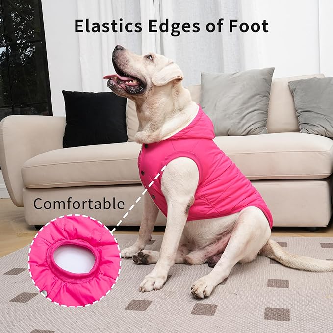 Lining Extra Warm Dog Hoodie in Winter for Large Dogs Jacket Pet Coats with Hooded Pink XXL