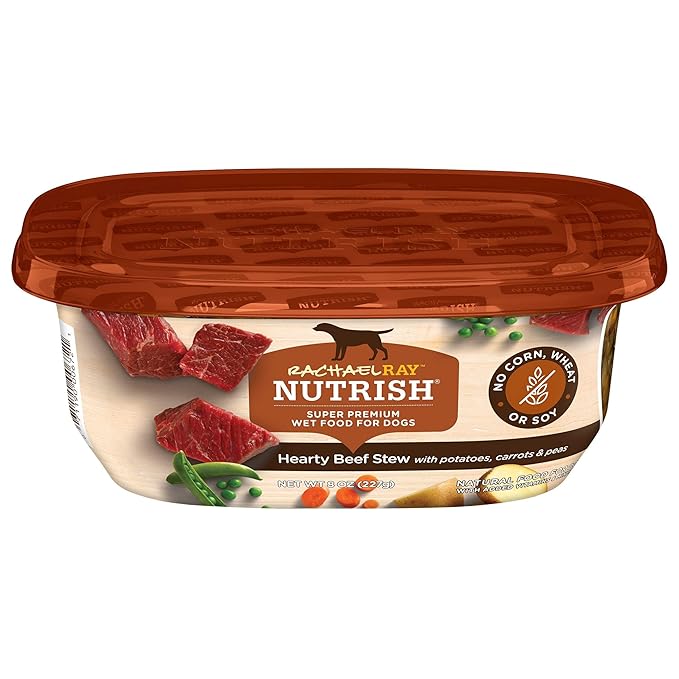 Rachael Ray Nutrish Premium Natural Wet Dog Food, Hearty Beef Stew Recipe, 8 Ounce Tub