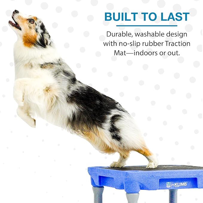 Blue-9 Happy Dog Starter Bundle with KLIMB Dog Training Platform & Traction Mat and Inspire Training Treat Pouch & Training Treats, Blue