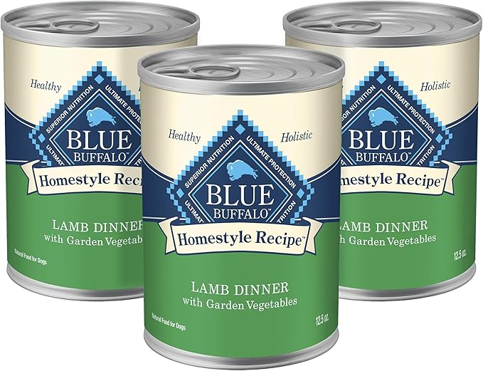 Blue Buffalo Homestyle Recipe Lamb Dinner with Garden Vegetables Wet Dog Food for Adult Dogs, Chicken Recipe, 12.5 oz. Cans, 3 Count