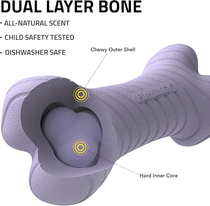 Playology Dog Toys | Dual Layer Bone Durable Chew Toy Bone for Dogs | Medium Lamb Scented Toy - Easy to Clean and Made from Non Toxic Materials