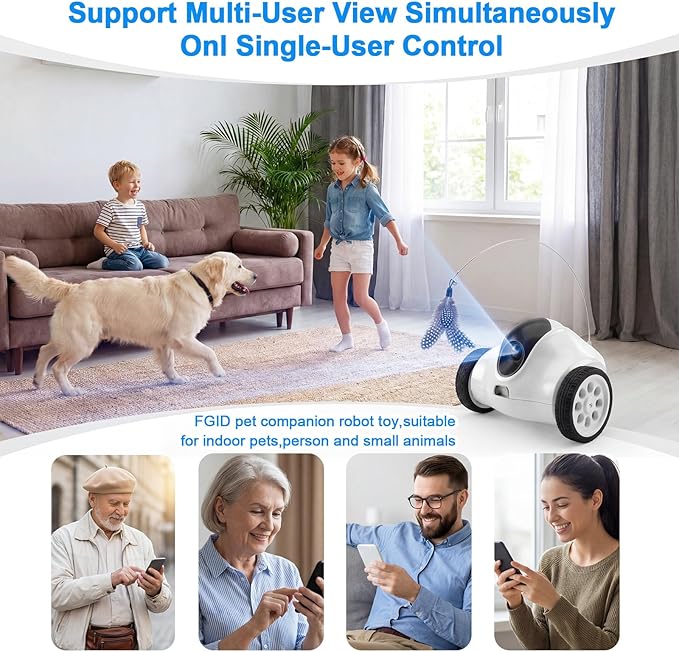 Pet Companion Robot with 720P HD Camera,Interactive Toy for Dogs and Cats,360°Movement, Night Vision, Two-Way Audio,App Control(Only 2.4G WiFi)